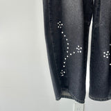 【ハモミシノオトナフク】Denim studded asymmetrical curved pants
