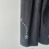 【ハモミシノオトナフク】Denim studded asymmetrical curved pants