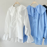【ハモミシノオトナフク】Broadcloth ruffle blouse