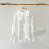 【ハモミシノオトナフク】Broadcloth ruffle blouse