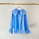 【ハモミシノオトナフク】Broadcloth ruffle blouse