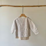 【hamomisi】Striped linen cardigan(80~120)