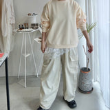 【ハモミシノオトナフク】Asymmetrical pullover  lace trim