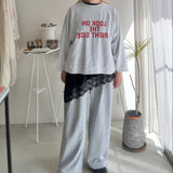 【ハモミシノオトナフク】Asymmetrical pullover  lace trim