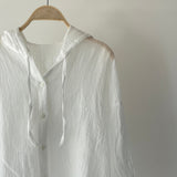 【ハモミシノオトナフク】Sheer Washed Hooded Shirt
