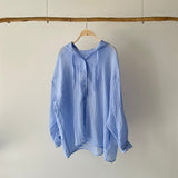 【ハモミシノオトナフク】Sheer Washed Hooded Shirt