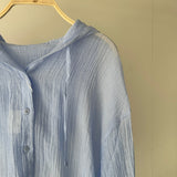 【ハモミシノオトナフク】Sheer Washed Hooded Shirt