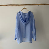 【ハモミシノオトナフク】Sheer Washed Hooded Shirt