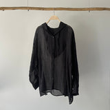 【ハモミシノオトナフク】Sheer Washed Hooded Shirt