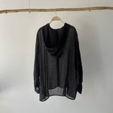 【ハモミシノオトナフク】Sheer Washed Hooded Shirt
