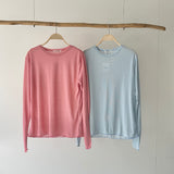 【ハモミシノオトナフク】Slub-style sheer crew neck top