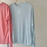 【ハモミシノオトナフク】Slub-style sheer crew neck top