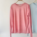 【ハモミシノオトナフク】Slub-style sheer crew neck top