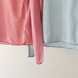 【ハモミシノオトナフク】Slub-style sheer crew neck top