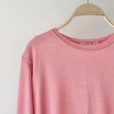 【ハモミシノオトナフク】Slub-style sheer crew neck top