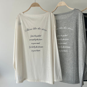 【ハモミシノオトナフク】Sheer print oversized long-T