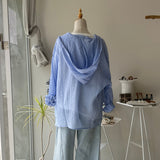 【ハモミシノオトナフク】Sheer Washed Hooded Shirt