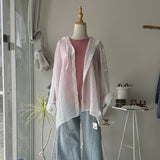 【ハモミシノオトナフク】Sheer Washed Hooded Shirt