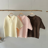 【ハモミシノオトナフク】Mesh polo knit shirt