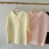 【ハモミシノオトナフク】Mesh polo knit shirt