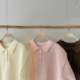 【ハモミシノオトナフク】Mesh polo knit shirt