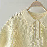 【ハモミシノオトナフク】Mesh polo knit shirt