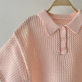 【ハモミシノオトナフク】Mesh polo knit shirt