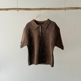 【ハモミシノオトナフク】Mesh polo knit shirt