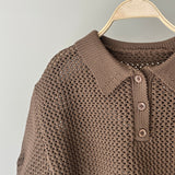 【ハモミシノオトナフク】Mesh polo knit shirt