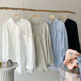 【ハモミシノオトナフク】Oversized hooded sheer shirt