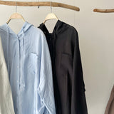 【ハモミシノオトナフク】Oversized hooded sheer shirt