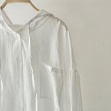 【ハモミシノオトナフク】Oversized hooded sheer shirt
