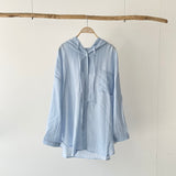 【ハモミシノオトナフク】Oversized hooded sheer shirt