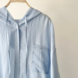 【ハモミシノオトナフク】Oversized hooded sheer shirt