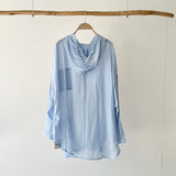 【ハモミシノオトナフク】Oversized hooded sheer shirt