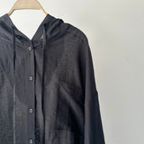 【ハモミシノオトナフク】Oversized hooded sheer shirt
