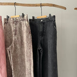 【ハモミシノオトナフク】Chemically colored wide-leg denim