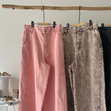 【ハモミシノオトナフク】Chemically colored wide-leg denim