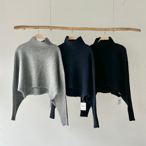 【ハモミシノオトナフク】Batwing High-Neck Knit Sweater