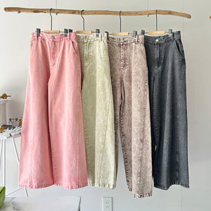 【ハモミシノオトナフク】Chemically colored wide-leg denim