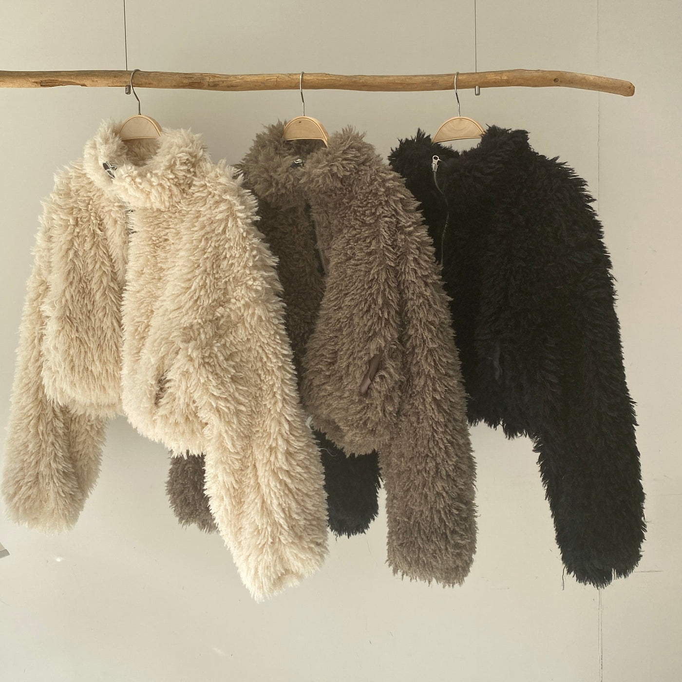 【ハモミシノオトナフク】Poodle Boa DoubleZip Cropped Jacket