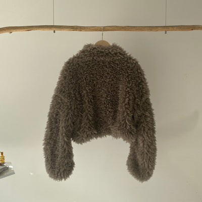 【ハモミシノオトナフク】Poodle Boa DoubleZip Cropped Jacket