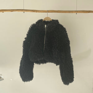 【ハモミシノオトナフク】Poodle Boa DoubleZip Cropped Jacket