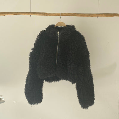 【ハモミシノオトナフク】Poodle Boa DoubleZip Cropped Jacket