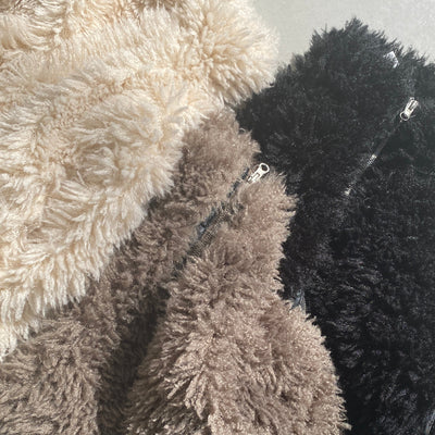 【ハモミシノオトナフク】Poodle Boa DoubleZip Cropped Jacket