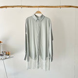 【ハモミシノオトナフク】Lace-hem shirt OP