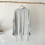 【ハモミシノオトナフク】Lace-hem shirt OP