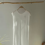 【ハモミシノオトナフク】Sheer knit north slit one piece