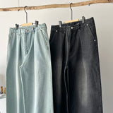 【ハモミシノオトナフク】Denim pleated wide-leg pants