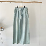 【ハモミシノオトナフク】Denim pleated wide-leg pants